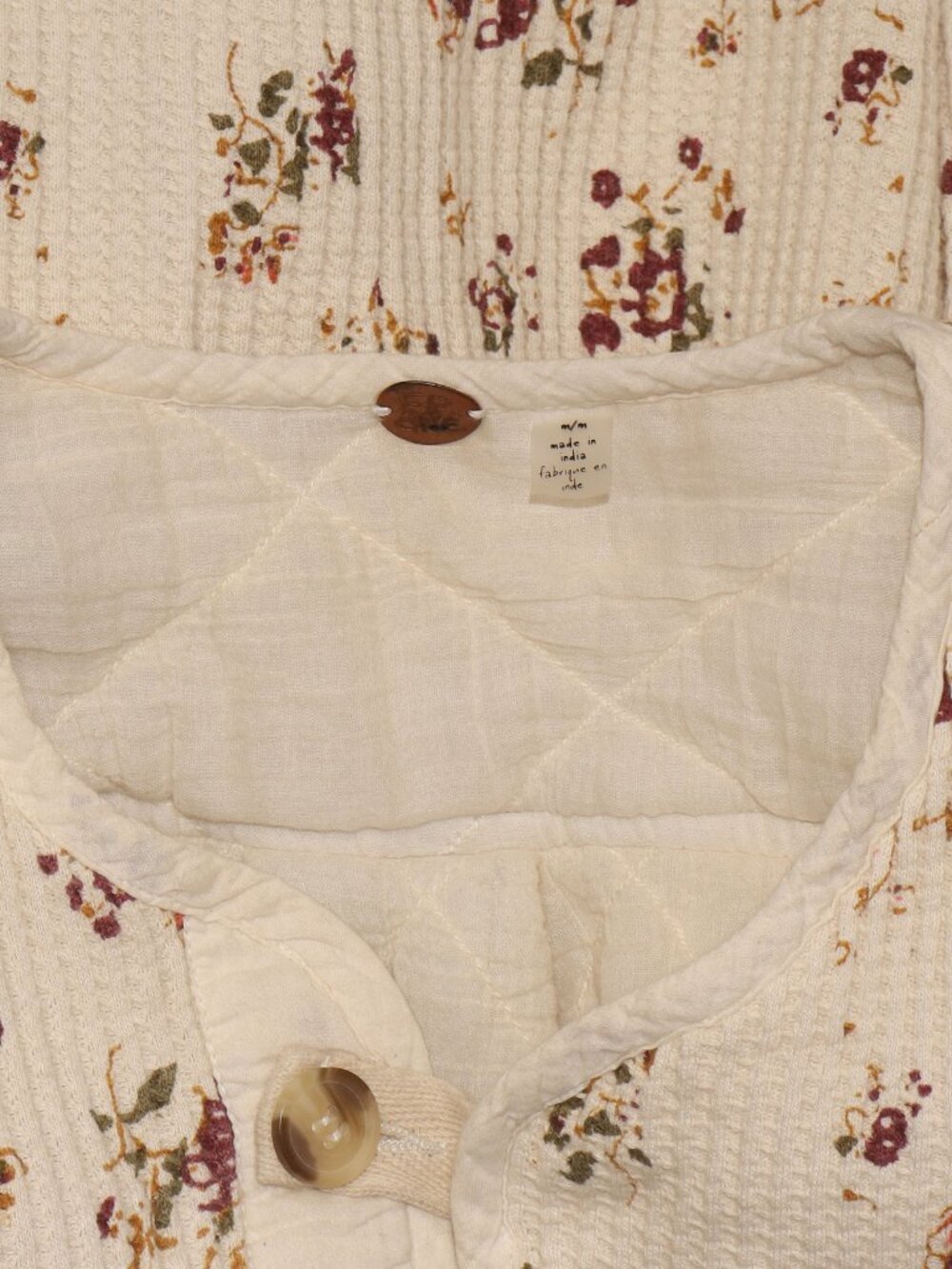 Free People FP One Dana Liner Jacket Buttondown Printed Ivory M - Picture 8 of 8